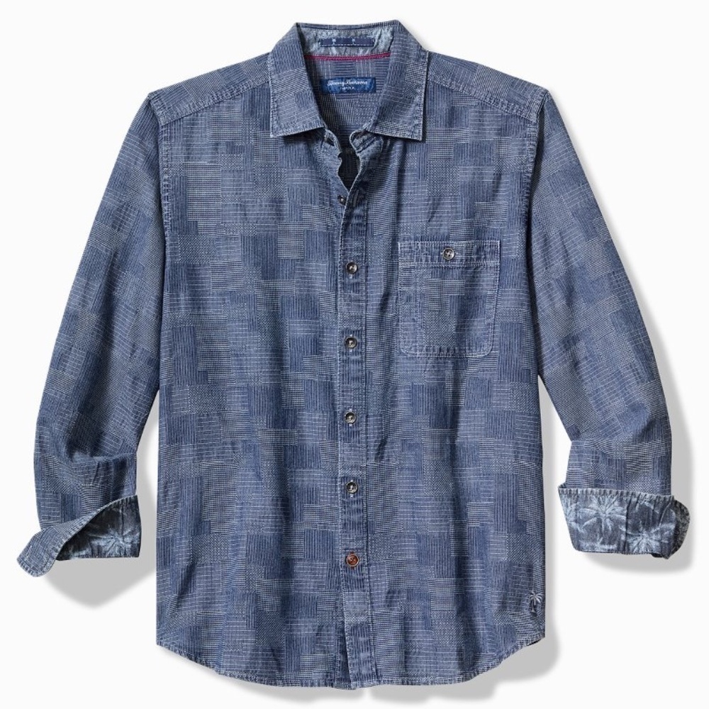 Tommy Bahama Men's Paradise Patchwork Long-Sleeve Shirt EUC